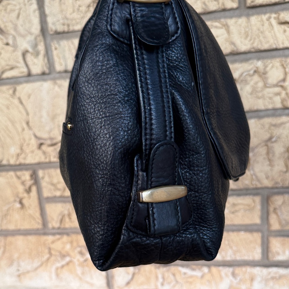 B MAKOWSKY large Leather Shoulder Bag Hobo Bag Gold Hardware Bow Shape - Picture 7 of 16
